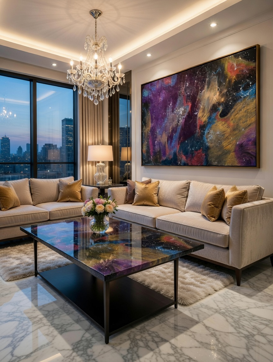 Nebula Luminary lounge and living resin table