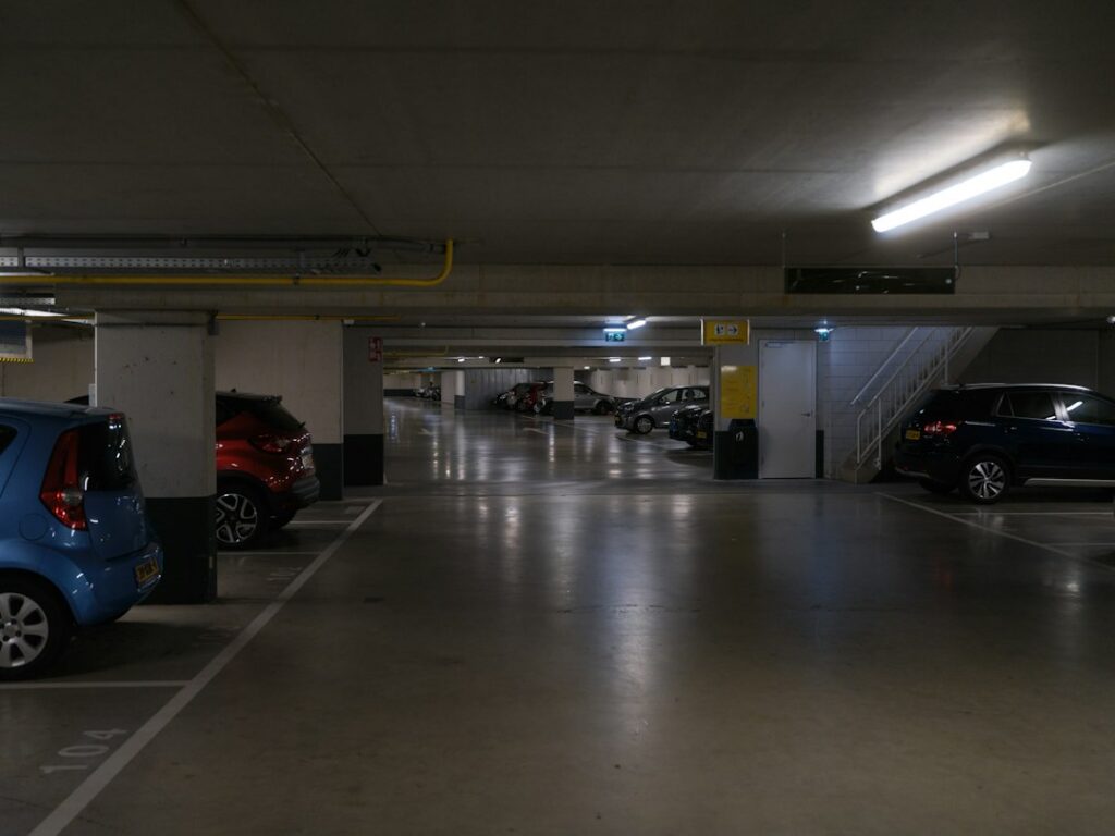Concrete garage floor of the type prepared and coated in a DIY epoxy garage floor project