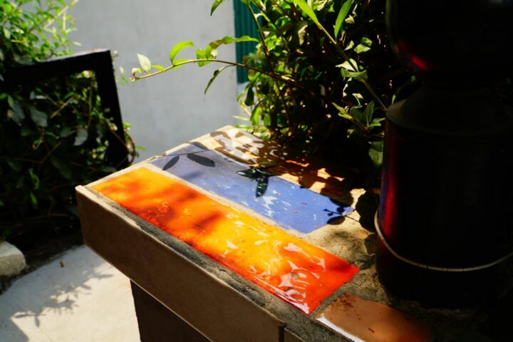 Colourful translucent glass tiles, showing the glass-like clarity people aim for with clear epoxy resin