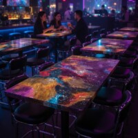 Resin bar table with fibre optic lights