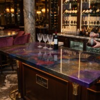 Illuminated resin bar with fibre optic lights