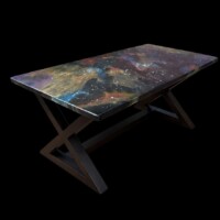 Clear resin table with fibre optic lights