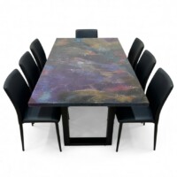 Nebula resin dining table with fibre optic lights