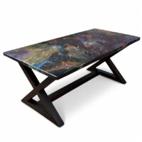 Fibre optic resin table in a living room