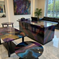 Nebula Luminary office resin desk with fibre optics