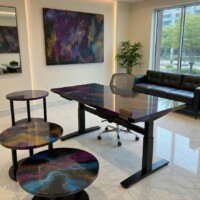 Nebula resin meeting table with fibre optic lights